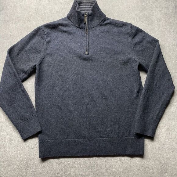 UNTUCKit Extrafine Merino Wool Men's Pullover 1/4 Zip Sweater. Small.black - Picture 2 of 6